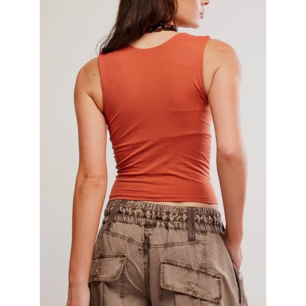 free people clean lines muscle cami cinnamon stick orange, women x-small / small